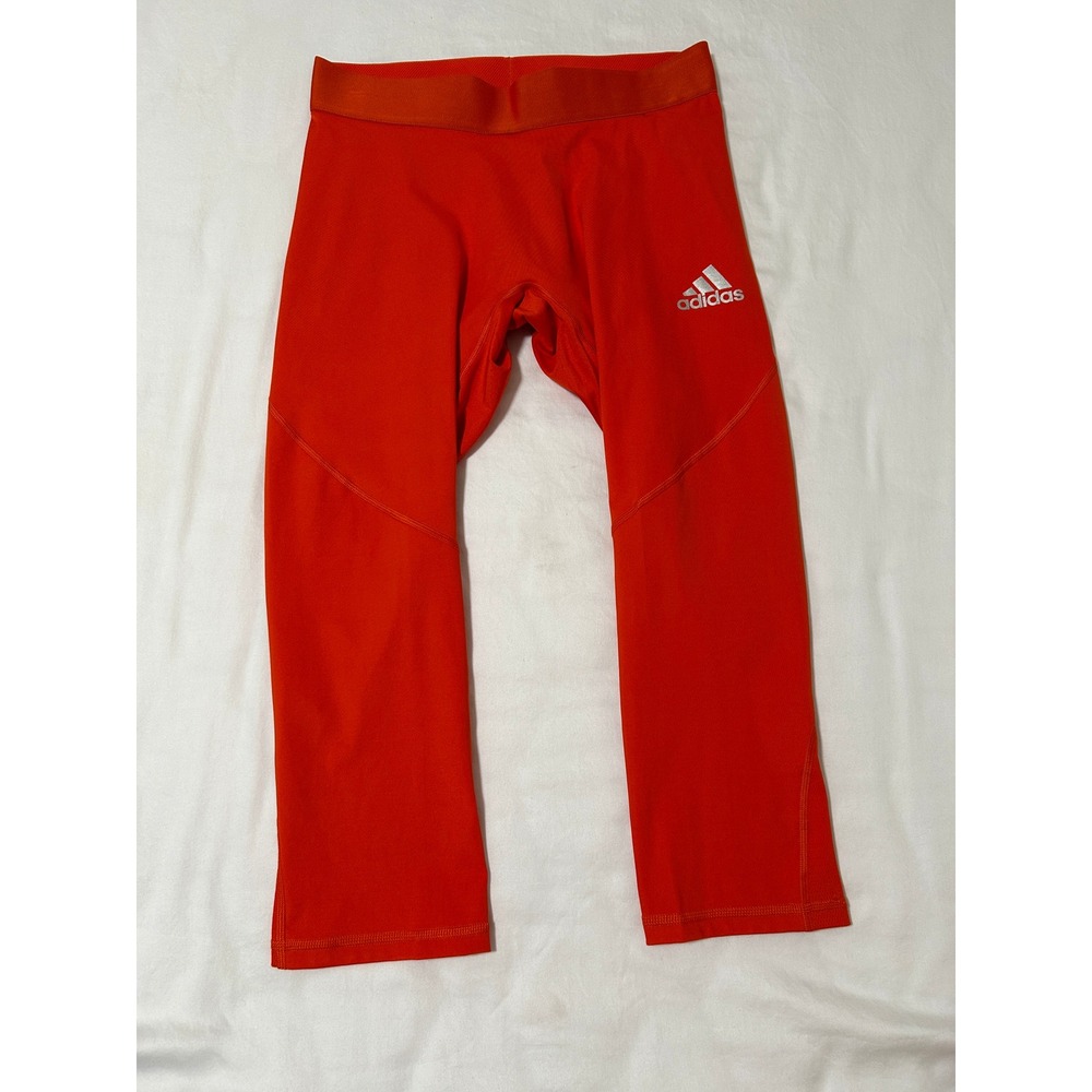 Adidas Techfit Compression Leggings Womens Large Orange Climacool Crop Tights